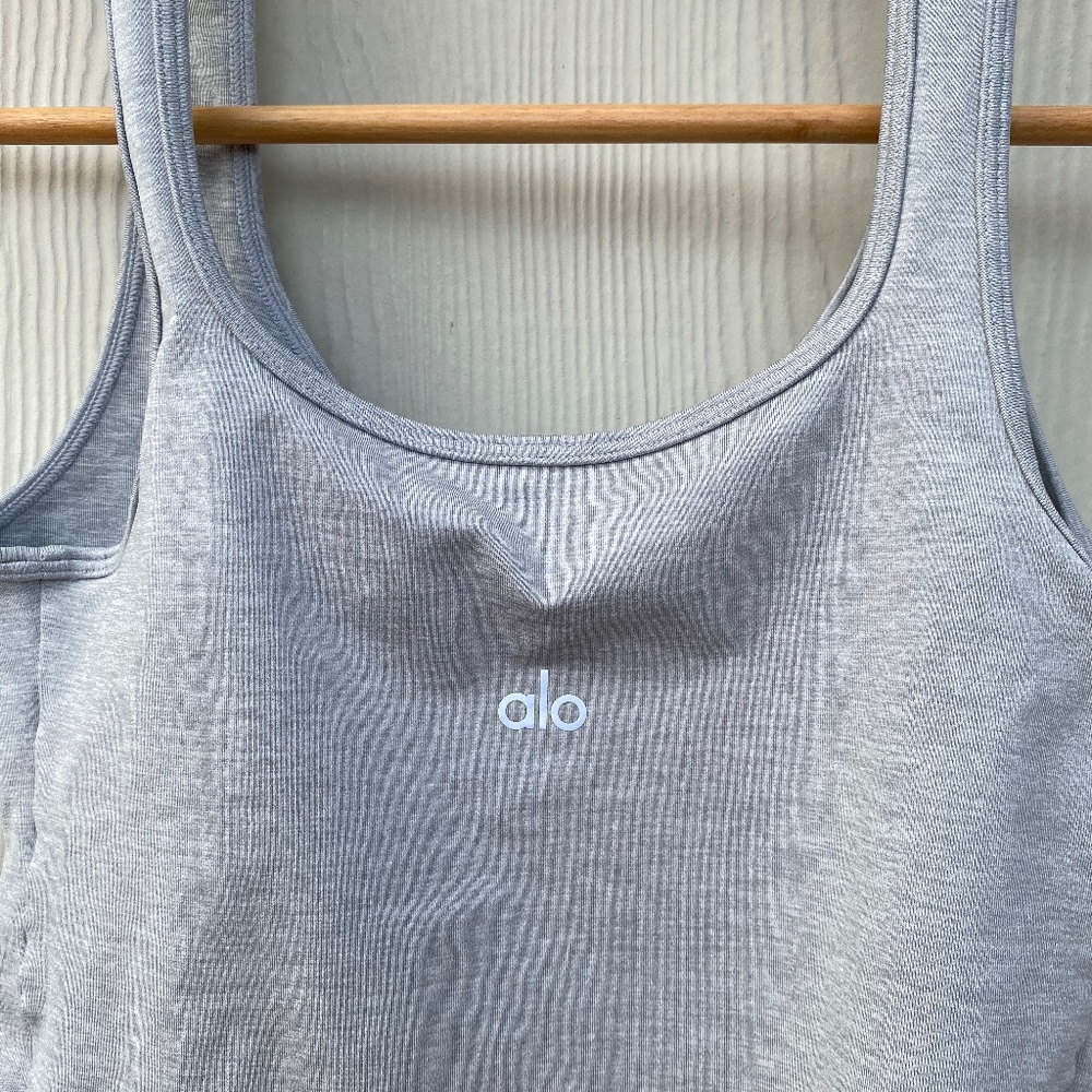 Alo Yoga Bodysuit Gray with silver logo Women’s size small